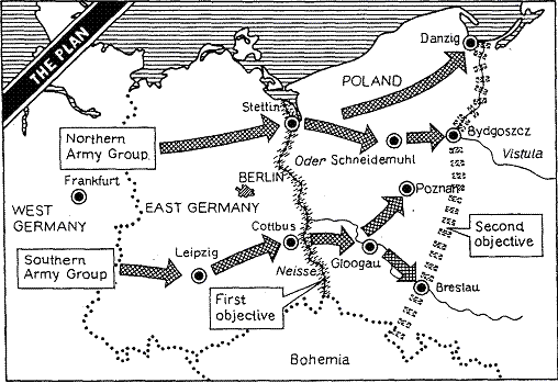 Схема военных действий против СССР согласно плану военной операции «Немыслимое» (из газеты «Дейли телеграф»)